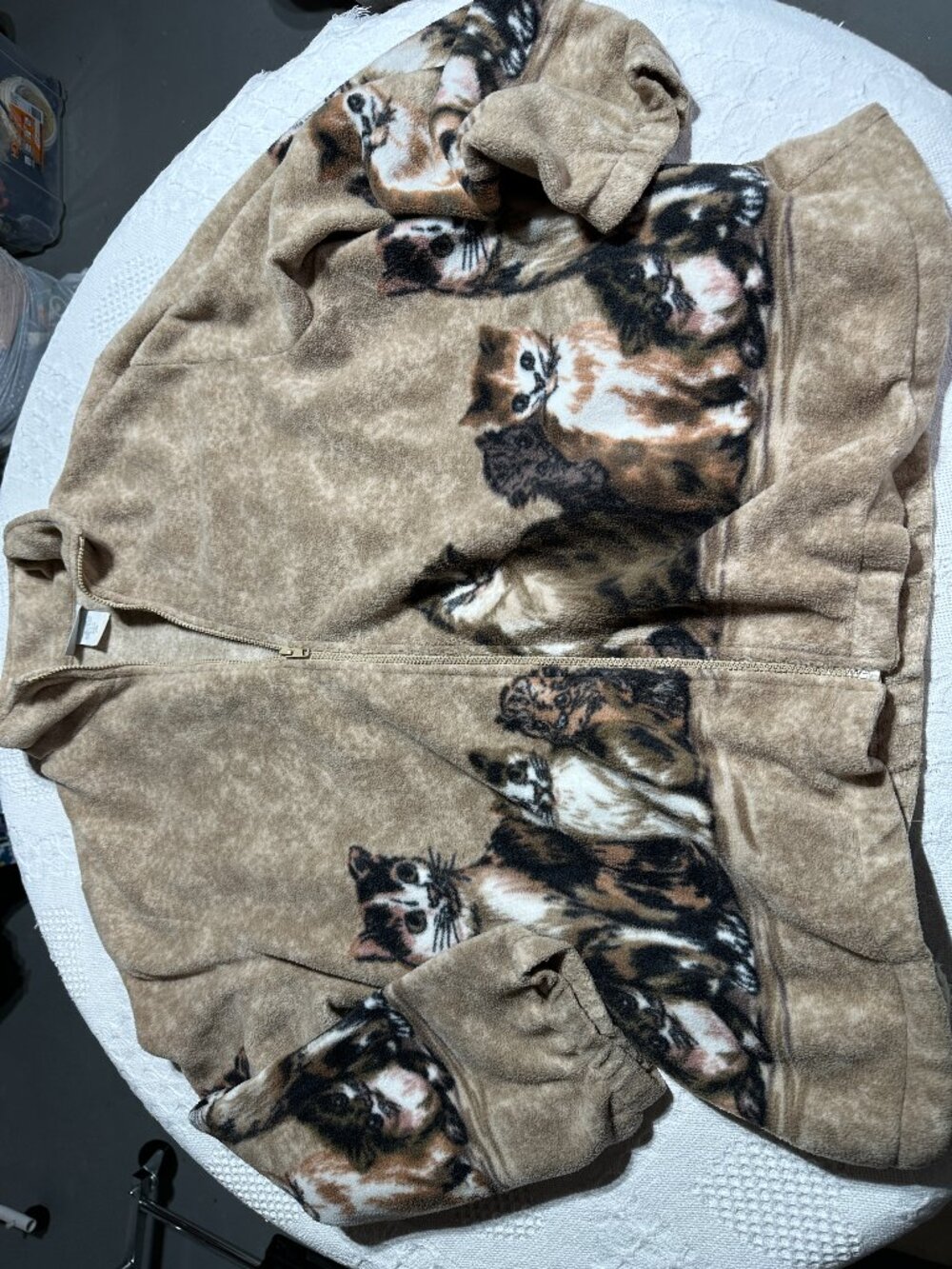 Vintage Blair Cat Kitten Fleece Jacket 2XL 90s Grandmacore Cozy Zip Up
